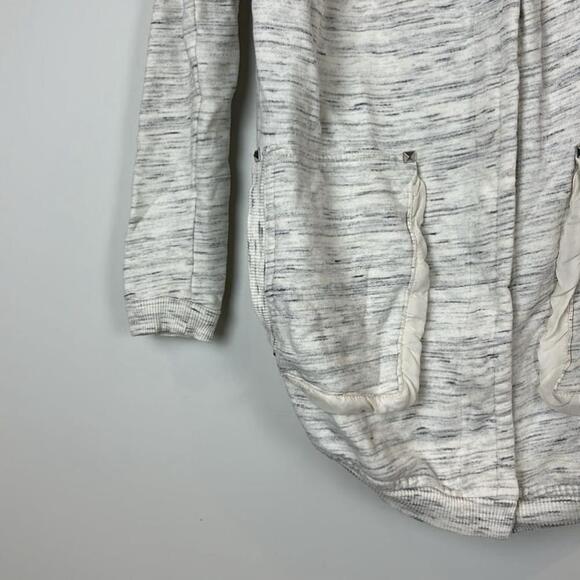 Aritzia Wilfred Roussea Zip Up Cardigan Sweater Cream and Gray Shawl Collar - Picture 5 of 12